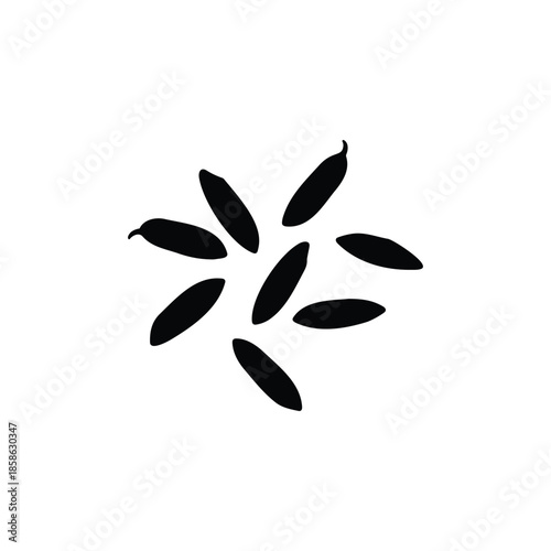 Rice seed silhouette icon vector flat design.