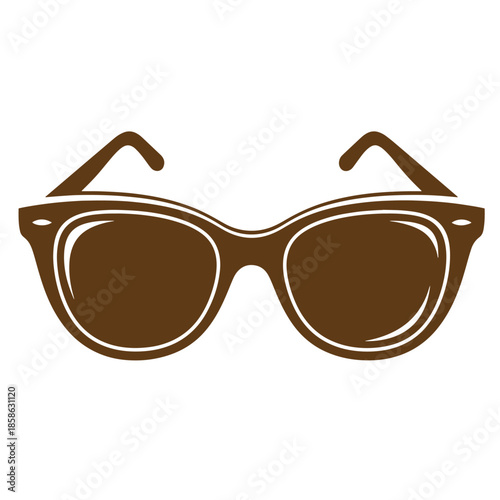 Vintage Brown sunglasses with white outline and transparent background for graphic design