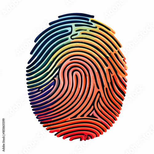Fingerprint icon. Creative design. Colorful and black fingerprint