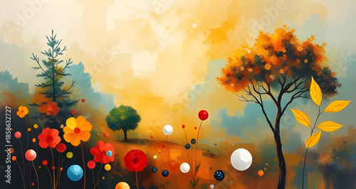 abstract landscape oil painting, modern landscape artwork, abstract scenery canvas, textured oil paint hills, colorful landscape abstraction, impressionist field painting, atmospheric sky art, abstrac