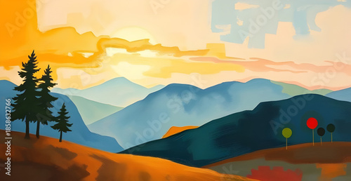 realistic mountain oil painting, realism nature canvas, lifelike peak scenery, precision detail mountains, photographic oil rendering, super realistic sky scene, fine detail brushwork, crisp horizon m