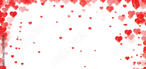 Red paint splashes background with heart shapes and romantic flower vectors for a Valentine's Day card illustration design