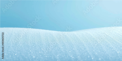 A bright and fresh winter nature background features a clean blue water surface covered in white snowy frost and abstract crystal ice textures for a cold seasonal pattern