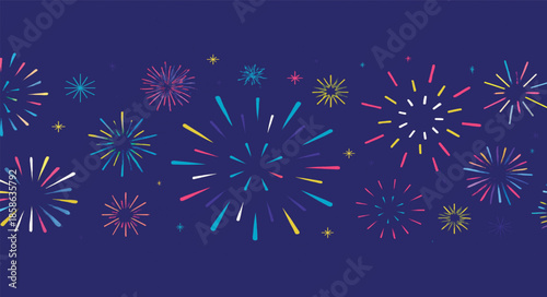 Colorful sparkling fireworks burst festive celebration party banner vector, Set of modern exploding firework icons with stars & sparks for Christmas, Holiday, Diwali, Business, Ads