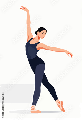 Minimalist illustration of a graceful dancer in motion against a clean background