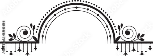 Decorative Archway with Swirls and Dangles Keywords: arch, architectural, decorative, flourish