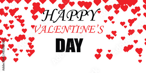 Valentine's day with red love heart on a white background