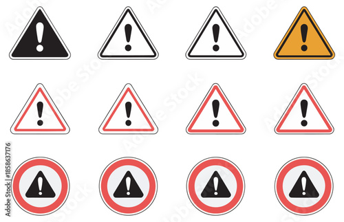 Free Download Exclamation mark warning symbol hazard alert danger caution signs vector icons - GFXLoad