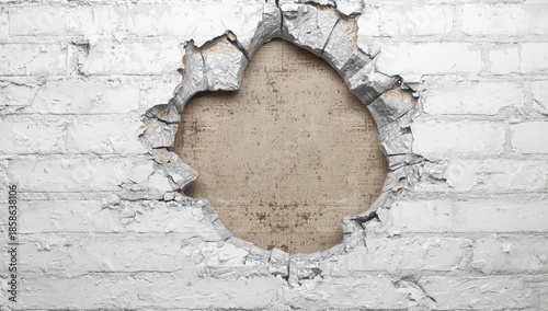 Damaged white brick surface...