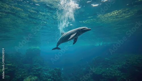 Underwater dolphin in an aq...
