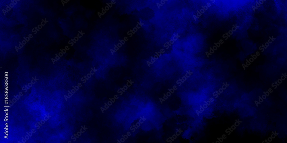Fototapeta premium Abstract brush painted border stain watercolor backdrop, Aquarelle paint blue paper textured canvas perfect old stone dark blue distressed grunge background wallpaper rough concrete wall.
