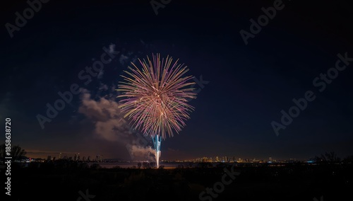 Fireworks bursting over the...
