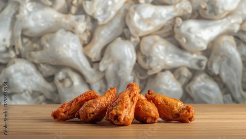 Display of white chicken wi...
