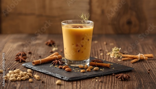 Spiced Indian masala tea, h...