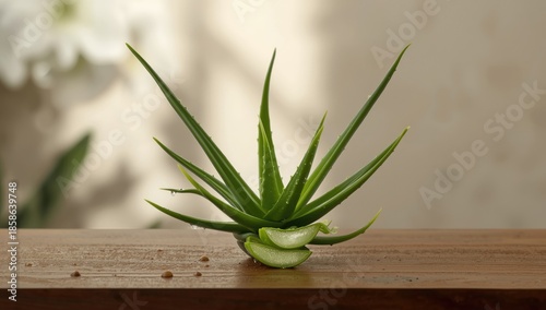 Aloe Vera placed on a wood ...