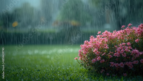 Pink flowering rain garden ...