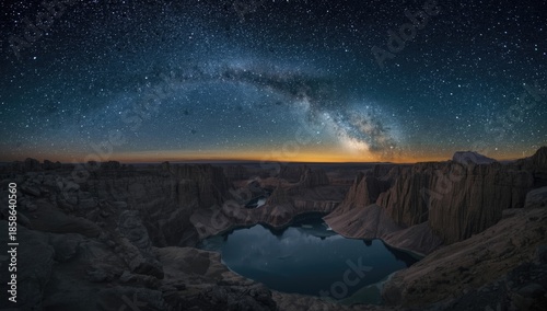 Night scene of a canyon und...