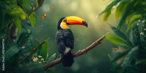 Toco toucan with vibrant be...