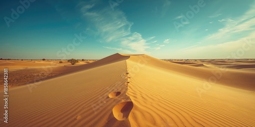 Sand dunes with blue sky ba...