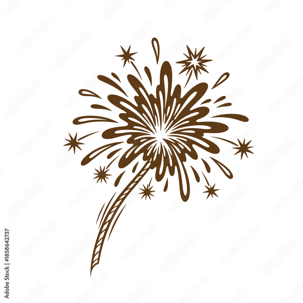 Obraz premium Vintage Brown firework explosion with sparks and starbursts on white background