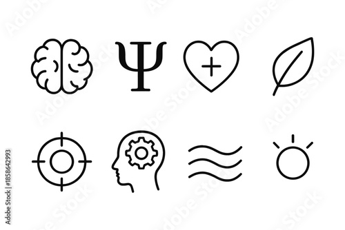 Minimalist icons for wellness and mental health themes