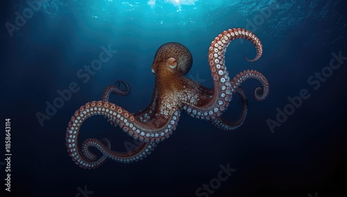 Giant octopus with spread a...