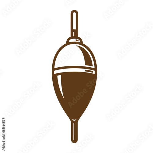 Vintage Brown fishing float with line and hook on white background  simple illustration