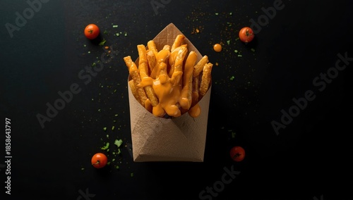Potato fries with cheese sa...