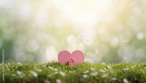 Pink wooden heart and small...