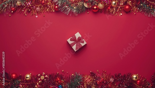 Flat lay of gift box and ho...