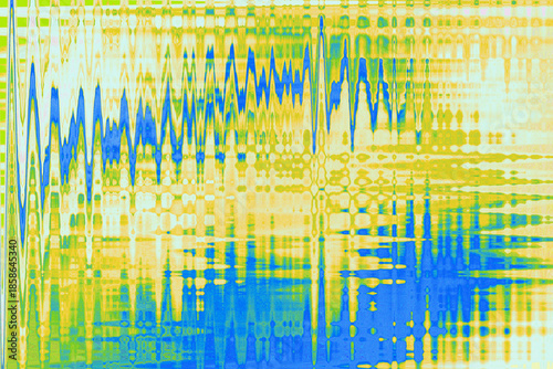 Dynamic Abstract Wavy Blue and Yellow Digital Distortion