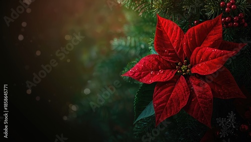 Poinsettia in red bloom ser...