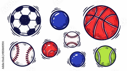 Collection of various sports balls for different games and activities.