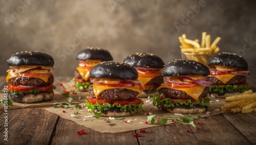 Close-up of homemade burger...