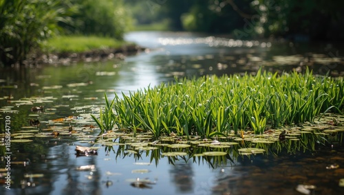 Green water hyacinth floati...