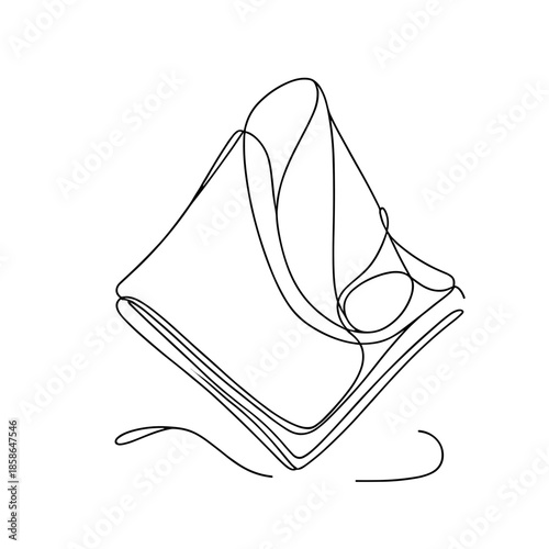 Folded napkin in the shape of a flower in minimalist style  