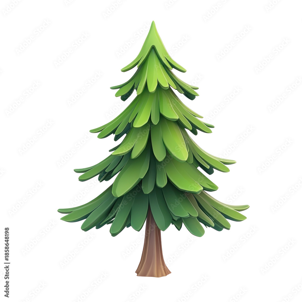 Obraz premium A cartoon Christmas tree with green needles png transparent