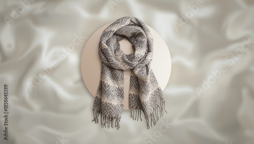 Winter wool scarf with patt...