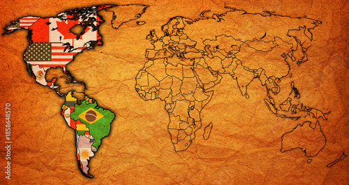 Organization of American States member coutries on world map