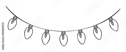 Festive string of decorative holiday lights in a simple outline style creating a cheerful accent for seasonal celebrations and merry events