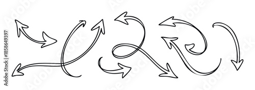 Dynamic collection of handdrawn sketch arrows in various styles and directions, perfect for adding visual emphasis, indicating movement, or guiding users in digital layouts.