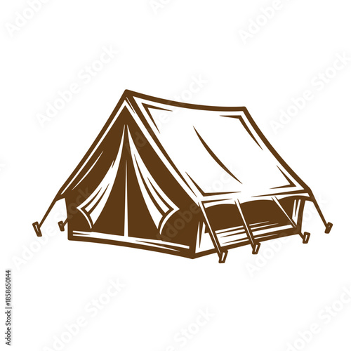 Vintage Brown tent illustration for camping and outdoor adventure activities  recreation and travel