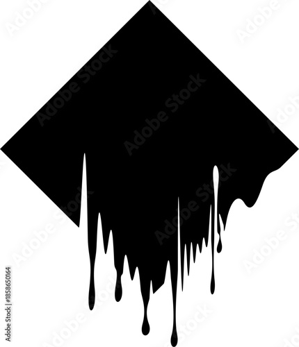 A simple vector of a black square geometric plane created with irregular curved lines to create a flowing impression, isolated in white.