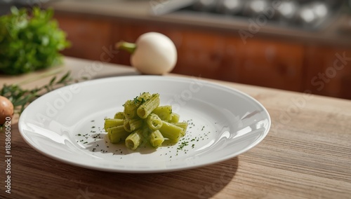 Tree-shaped pasta arranged ...