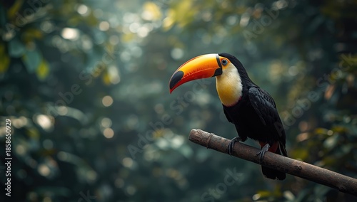 Brightly colored toucan res...