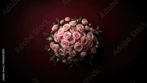 Lush bush of pink roses set...