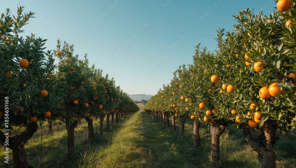 Fototapeta premium Orange trees in Sicily, Italy, serving as a background for agricultural activity analysis