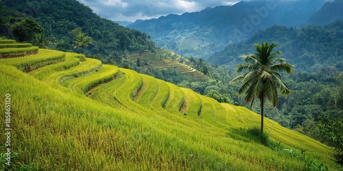 Rice paddies terrace on the...