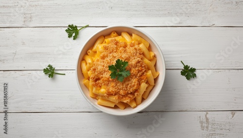A baked mac and cheese with...