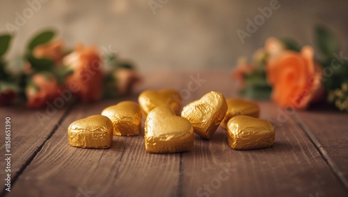Golden foil heart chocolate...